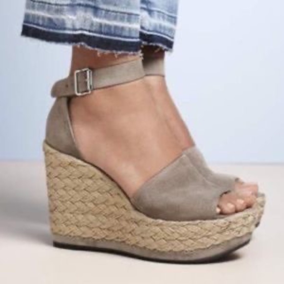Stuart Weitzman Soho Jute Espadrille Wedges Size 8